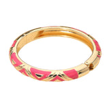 Geometric Pattern Enamel Inlay Hinged Bangle Bracelet