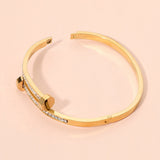 Stainless Steel CZ Stone Paved Nail Head Tip Hinged Bangle Bracelet