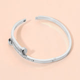 Stainless Steel CZ Stone Paved Nail Head Tip Hinged Bangle Bracelet