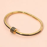 Stainless Steel CZ Stone Accent Hinged Bangle Bracelet