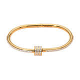 Stainless Steel CZ Stone Accent Hinged Bangle Bracelet