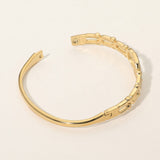 Stainless Steel CZ Pave Horseshoe Accent Hinged Bangle Bracelet