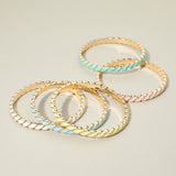 Enamel Inlay Twisted Hinged Bangle Bracelet