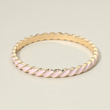 Enamel Inlay Twisted Hinged Bangle Bracelet
