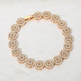 14K Gold Plated Round Halo CZ Link Tennis Bracelet
