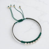 Metal Ball Beaded Adjustable Cinch Pull Tie Bracelet