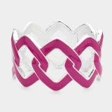Chain Shape Cutout Enamel Hinged Bangle Bracelet