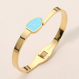 Stainless Steel Minimal Dial Accent Hinged Bangle Bracelet