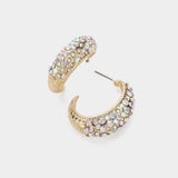 Rhinestone Embellished Half Hoop Earrings