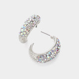Rhinestone Embellished Half Hoop Earrings