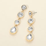 Round Teardrop Stone Link Drop Earrings