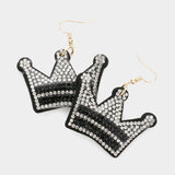 Felt Back Bling Crown Dangle Earrings