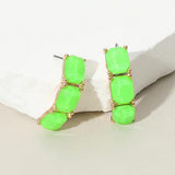 Triple Stone Cluster Earrings