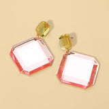 Faceted Geometric Stone Drop Earrings