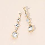 Geometric Linear Stone Cluster Link Drop Earrings