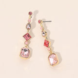 Geometric Linear Stone Cluster Link Drop Earrings