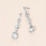 Geometric Linear Stone Cluster Link Drop Earrings