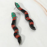 Felt Back Seed Beaded Snake Earrings