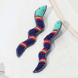 Felt Back Seed Beaded Snake Earrings