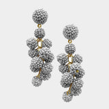 Seed Beaded Ball Cluster Vine Dangle Earrings