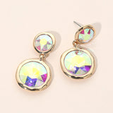 Dual Round Stone Drop Earrings