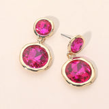 Dual Round Stone Drop Earrings