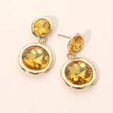 Dual Round Stone Drop Earrings