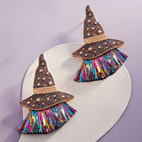 Enamel Witch Hat with Tassel Earrings