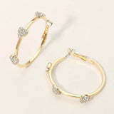 Gold Dipped Rhinestone Pave Heart Charm Around Hoop Earrings