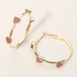 Gold Dipped Rhinestone Pave Heart Charm Around Hoop Earrings