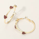 Gold Dipped Rhinestone Pave Heart Charm Around Hoop Earrings