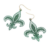 Lightweight Glitter Fleur de Lis Dangle Earrings