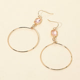 Faceted Square Stone Accent Hoop Drop Dangle Earrings