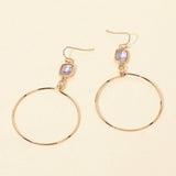 Faceted Square Stone Accent Hoop Drop Dangle Earrings