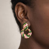 14K Gold Dipped Color Block Enamel Drop Earrings