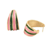 14K Gold Dipped Curved Enamel Hoop Earrings