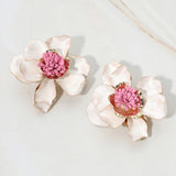 Bold Sculpted Petal Floral Statement Earrings
