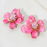 Bold Sculpted Petal Floral Statement Earrings