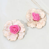 Bold Floral Rose Accent Statement Earrings