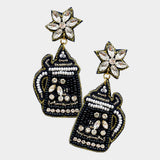 Felt Back Stone Beaded Kettle Dangle Earrings