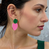 14K Gold Dipped Enamel Oval Link Drop Earrings
