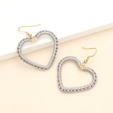 Woven Thread Open Metal Heart Dangle Earrings
