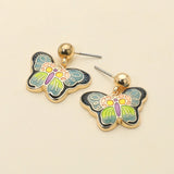 Enamel Butterfly Detailed Dangle Earrings