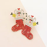 Rhinestone Pave Christmas Socks Earrings