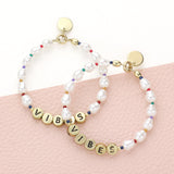 Vibes Message Pearl Beaded Dangle Earrings