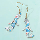 Sea Life Pattern Printed Metal Mermaid Dangle Earrings