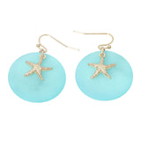 Starfish Charm Disc Layered Drop Earrings