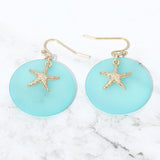 Starfish Charm Disc Layered Drop Earrings