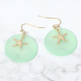 Starfish Charm Disc Layered Drop Earrings