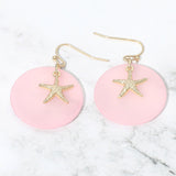 Starfish Charm Disc Layered Drop Earrings